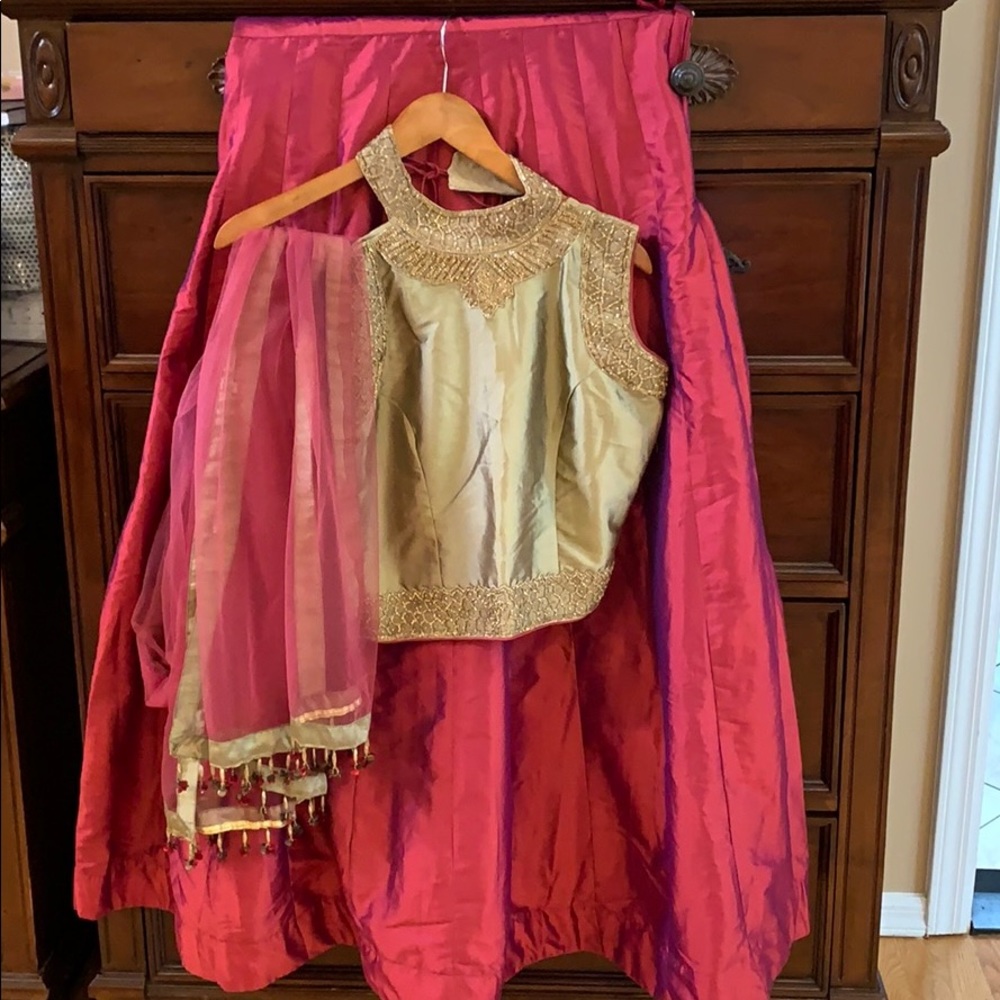 Lehenga with crop top and dupatta